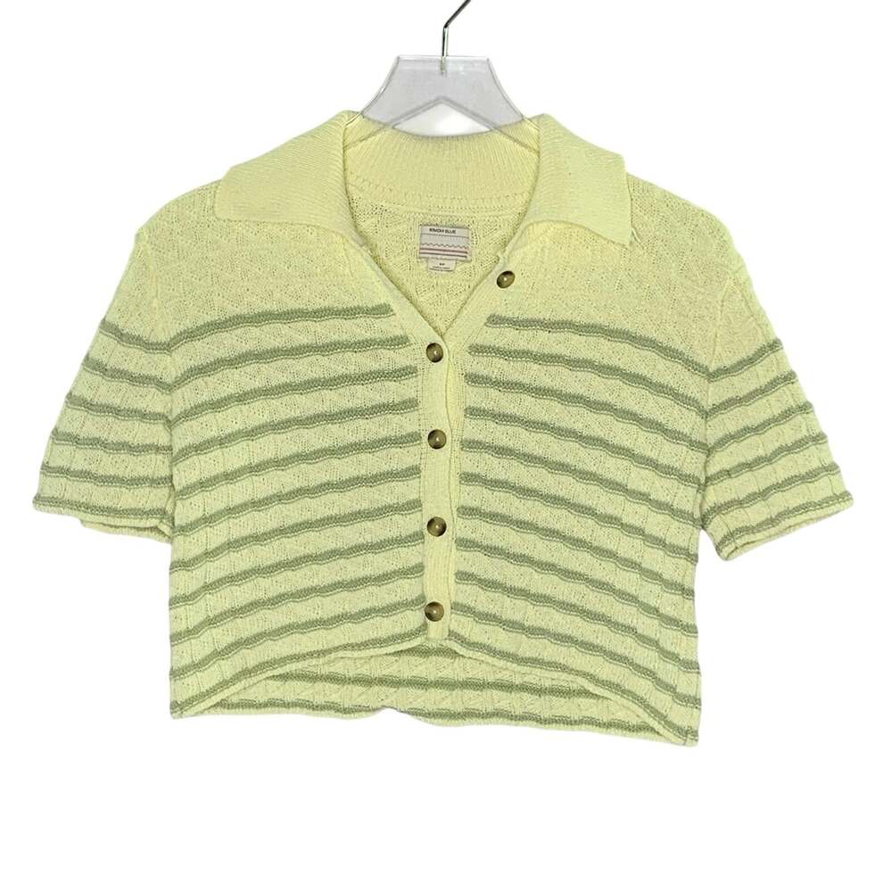 Urban Outfitters Kimchi Blue Oliver Button-Down Sweater S Yellow Green Y2K